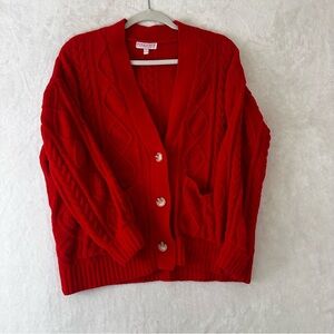 PJ Salvage Red Cable Knit Cardigan Sweater COZIEST EVER! Christmas Holiday Ready